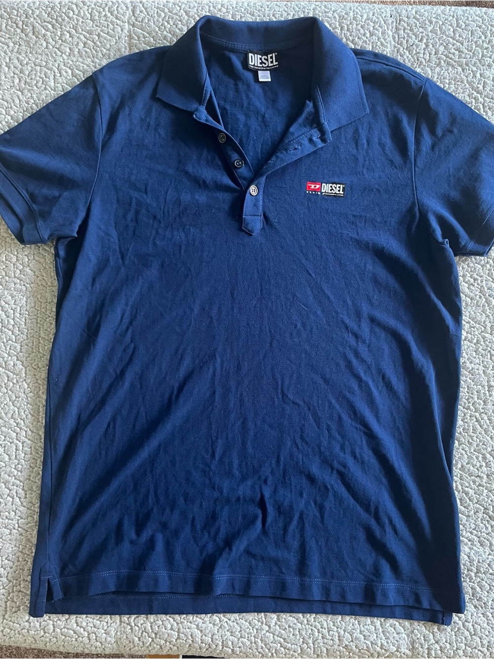 Diesel Navy Blue Short-Sleeve Polo with Chest Logo